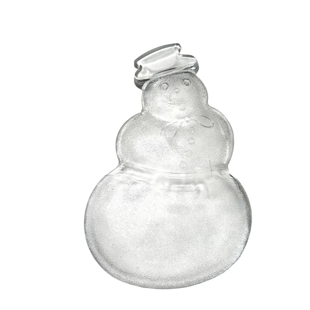 Clear Glass Snowman Shaped Candy Dish Serving Bowl Holiday Christmas Party Decor